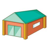 garagem com um ícone de telhado verde, estilo cartoon vetor