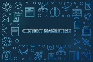 vetor de marketing de conteúdo quadro horizontal de contorno azul