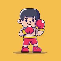 ilustração de esportes de estilo cartoon plana de um ícone de desenho animado de boxe de homem bonito vetor