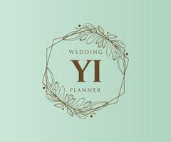 coleção de logotipos de monograma de casamento de carta yiinitials, modelos modernos minimalistas e florais desenhados à mão para cartões de convite, salve a data, identidade elegante para restaurante, boutique, café em vetor