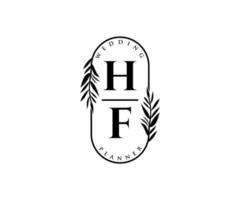 hf letras iniciais coleção de logotipos de monograma de casamento, modelos modernos minimalistas e florais desenhados à mão para cartões de convite, salve a data, identidade elegante para restaurante, boutique, café em vetor