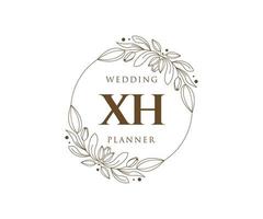 coleção de logotipos de monograma de casamento de letras iniciais xh, modelos minimalistas e florais modernos desenhados à mão para cartões de convite, salve a data, identidade elegante para restaurante, boutique, café em vetor