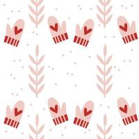 padrão sem emenda de Natal com luvas. padrão quadrado de inverno de férias. fundo branco. ilustração fofa. papel de parede de ano novo de inverno vetor