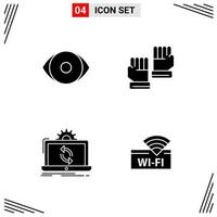 4 ícones de estilo sólido, baseados em grade, símbolos de glifos criativos para design de sites, sinais de ícones sólidos simples, isolados no fundo branco, conjunto de 4 ícones, fundo criativo do vetor de ícones pretos