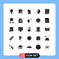 25 ícones criativos, sinais modernos e símbolos de dados de letras, cabeça mecânica, autismo, vetores editáveis, elementos de design