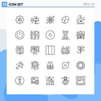 pacote de interface do usuário de 25 linhas básicas de elementos de design de vetores editáveis de planta de negócios de diagrama de gráfico