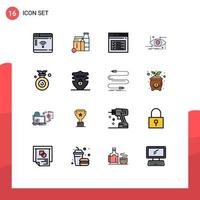 16 interface do usuário pacote de linha cheia de cores planas de sinais e símbolos modernos de tecnologia gen internet texto futuro editável elementos de design de vetores criativos