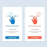 gestos mão móvel três dedos azul e vermelho baixe e compre agora modelo de cartão de widget da web vetor