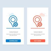 configurações do mapa de localização azul e vermelho baixe e compre agora modelo de cartão de widget da web vetor
