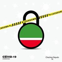 república chechena bloquear modelo de conscientização de pandemia de coronavírus covid19 design de bloqueio vetor