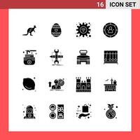16 símbolos de glifo de estilo sólido do pacote de ícones em sinais simples de fundo branco para design geral de fundo vetorial de ícones pretos criativos vetor