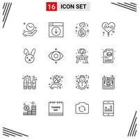 16 ícones criativos, sinais e símbolos modernos de aplicação de amor, pai, pai, casamento, elementos de design de vetores editáveis