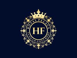carta hf antigo logotipo vitoriano de luxo real com moldura ornamental. vetor