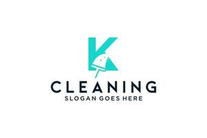 letra k para limpeza de manutenção de serviço limpo para detalhamento de carros, modelo de vetor de ícone de logotipo de casas.