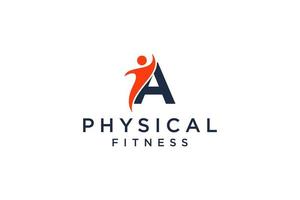 letra a do alfabeto para design de ícone de vetor de logotipo de fitness e design de logotipo de academia de fitness com barra