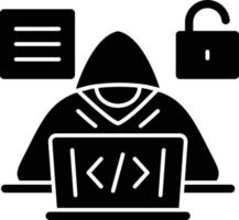 ícone de glifo de hacker de código vetor