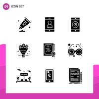pacote de conjunto de ícones de glifos com 9 ícones sólidos isolados em fundo branco para impressão de design de site responsivo e aplicativos móveis vetor