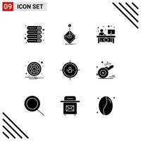 9 ícones criativos sinais modernos e símbolos de sinal círculo joystick mesa de recepção editável elementos de design vetorial vetor
