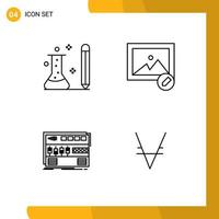 pacote de 4 sinais e símbolos modernos de cores planas de linha preenchida para mídia impressa na web, como elementos de design vetorial editáveis de imagem de aprendizagem de domínio de educação em rack vetor