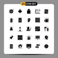 grupo de símbolos de ícones universais de 25 glifos sólidos modernos de amor, economia, chave, setas de negócios, elementos de design vetorial editáveis vetor