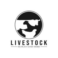 design de logotipo de gado. modelo de logotipo de animal de fazenda. conceito de ilustração vetorial vetor