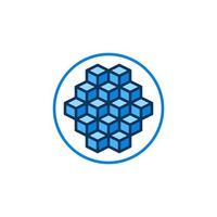 círculo com blocos de blockchain conceito de vetor ícone azul ou símbolo redondo de cadeia de blocos