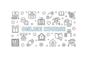 banner de esboço do conceito de curso online. ilustração vetorial vetor