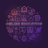 ilustração de contorno colorido redondo de vetor de educação on-line