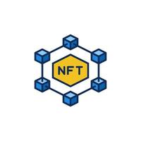 blockchain com ícone colorido de vetor nft. sinal moderno de token não fungível