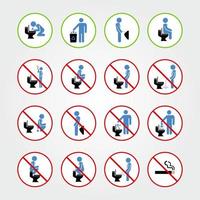 conjunto de sinais de banheiro. wc ícones. ilustração de sinais de banheiro. nenhum sinal de xixi. conjunto de sinais de proibição. vetor
