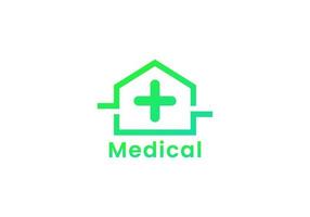 design de logotipo de ícone de casa médica. modelo de logotipo de hospital vetor