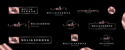 logotipo de monograma de letra inicial de luxo ms m para beleza, moda, coleção de modelos de design de boutique vetor