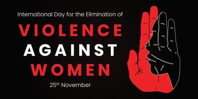 dia internacional para a eliminação da violência contra as mulheres na silhueta vermelha branca da mão humana com o dia. adequado para banner, cartão de agradecimento etc. vetor