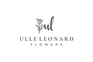 letra inicial ul u logotipo flor, folha e beleza. coleção de modelos de design floral e botânico vetor