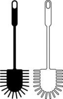 conjunto de ícones de escova de toalete de contorno silhueta isolado no fundo branco vetor