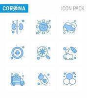 prevenção de coronavírus 25 conjunto de ícones de varredura azul pesquisa mão bactérias vírus viral médico 2019nov elementos de design de vetor de doença