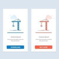 construção de construção de guindaste construção de torre azul e vermelha baixe e compre agora modelo de cartão de widget da web vetor