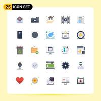 pacote de interface do usuário de 25 cores planas básicas de mídia de câmera retrô de filme de notícias imóveis elementos de design de vetores editáveis