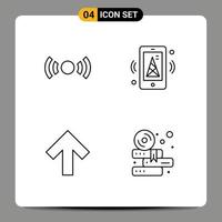 conjunto de pictogramas de 4 cores planas de linha preenchida simples de elementos de design de vetores editáveis de seta básica ui iot para a frente