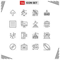 conjunto de 16 sinais de símbolos de ícones de interface do usuário modernos para cuidar de moedas de dinheiro de churrasco editáveis elementos de design vetorial vetor