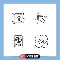 4 ícones criativos, sinais modernos e símbolos do passe de mergulho da Bíblia, educação à esquerda, elementos de design de vetores editáveis de verão