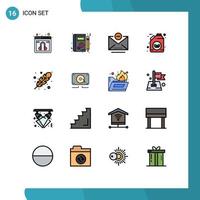 16 interface de usuário pacote de linha cheia de cores planas de sinais e símbolos modernos de outono outono e-mail verde ecologia elementos de design de vetores criativos editáveis