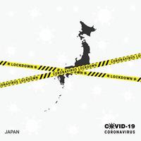 modelo de bloqueio de mapa japancountry para pandemia de coronavírus para parar a transmissão de vírus covid 19 modelo de conscientização vetor