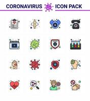 25 ícones de emergência de coronavírus design azul, como nomeação telefone ferido assistência médica água viral coronavírus 2019nov doença vetor elementos de design