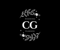 cg letras iniciais coleção de logotipos de monograma de casamento, modelos modernos minimalistas e florais desenhados à mão para cartões de convite, salve a data, identidade elegante para restaurante, boutique, café em vetor