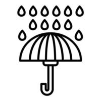 guarda-chuva com ícone de linha de gotas de chuva vetor