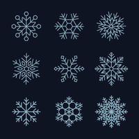 conjunto de ilustração vetorial de design de natal de flocos de neve vetor