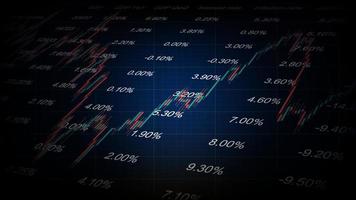 fundo abstrato do gráfico de castiçal do mercado de ações com tabela de indicadores econômicos vetor