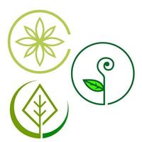 conjunto de elementos de vetor de logotipo de folha verde de círculo ecológico simples de natureza