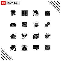 conjunto de 16 sinais de símbolos de ícones de interface do usuário modernos para foto de seta comprar imagem elementos de design de vetores editáveis de verão